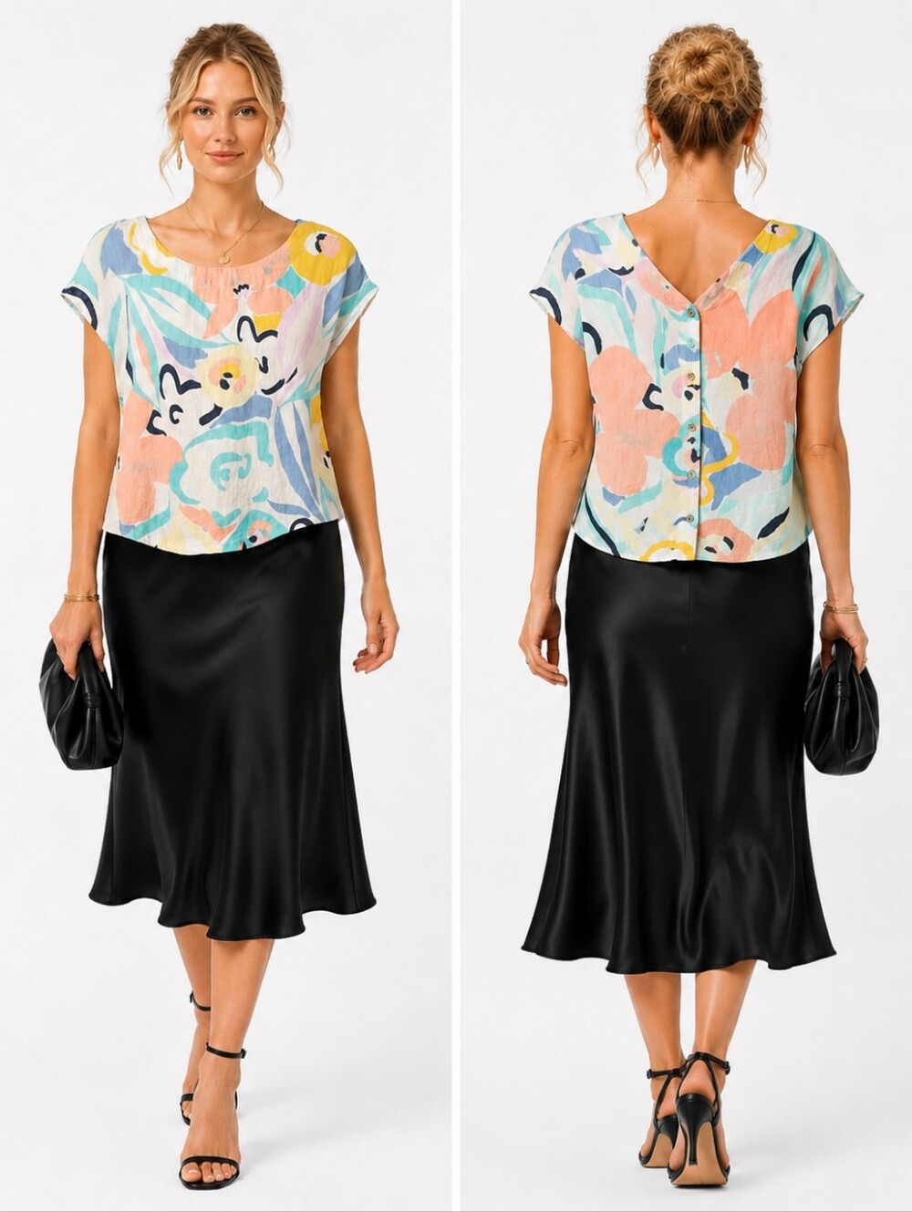 Rachel Zoe 100% Linen Abstract Pastel Print Blouse XS Artsy Coastal Chic